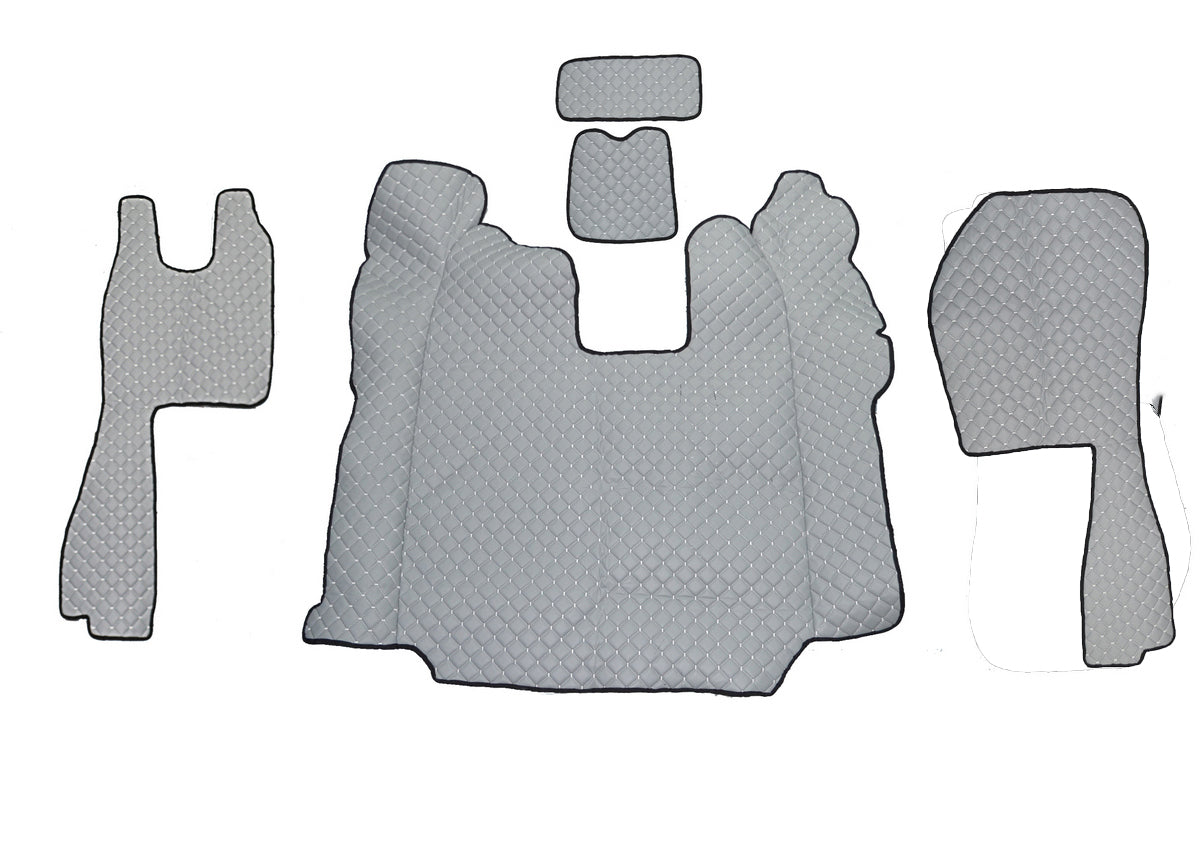 Grey Leather Floor Mat Set, suitable for Scania R Normal Seats, Automatic, 2010–2019