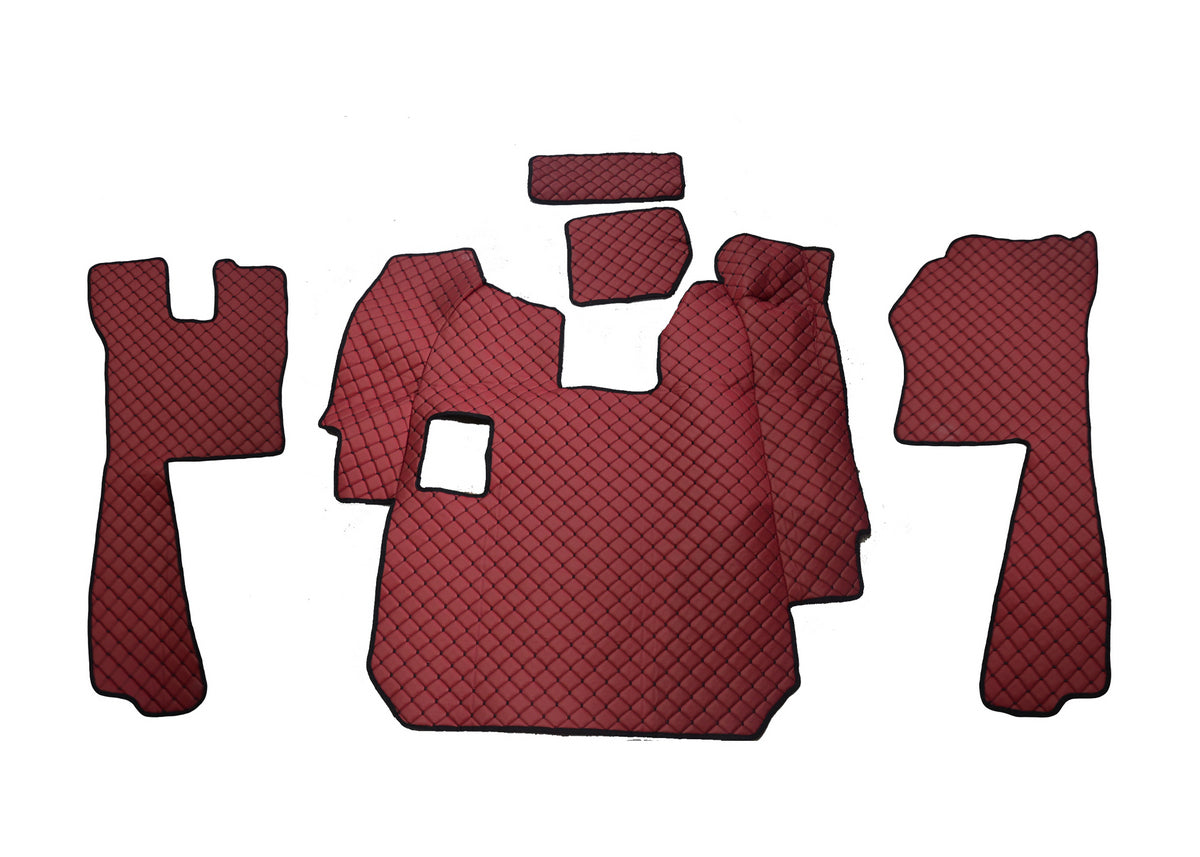 Tapis de sol en cuir – adapté pour Scania R 2005–2010, boîte manuelle, bordeaux