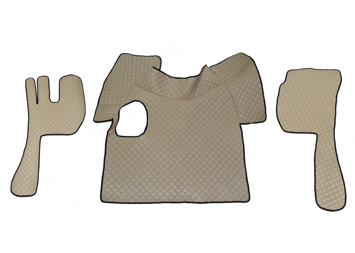 Бежови подови стелки от изкуствена кожа (еко кожа) – подходящи за Volvo FH12/FH16 с ръчна скоростна кутия, 2002–2012 г.