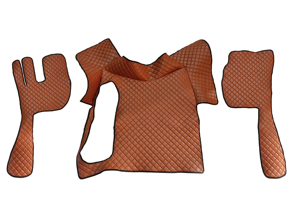 Leder-Fußmatten – geeignet für Volvo FH12/FH16 (2002–2012), Schaltgetriebe, Braun