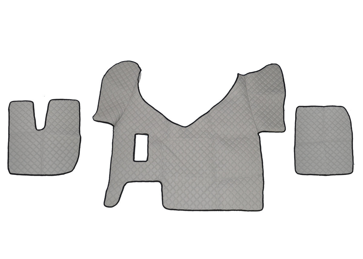 Tapis de sol en cuir – adapté pour Iveco Stralis Hi-Way boîte manuelle, gris, 2013–2016