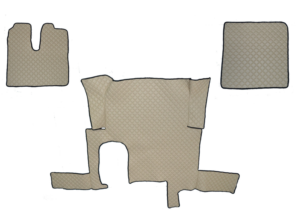 Beige Eco Leather Floor Mats – suitable for MAN TGX Automat, Single Drawer, Up To 2018