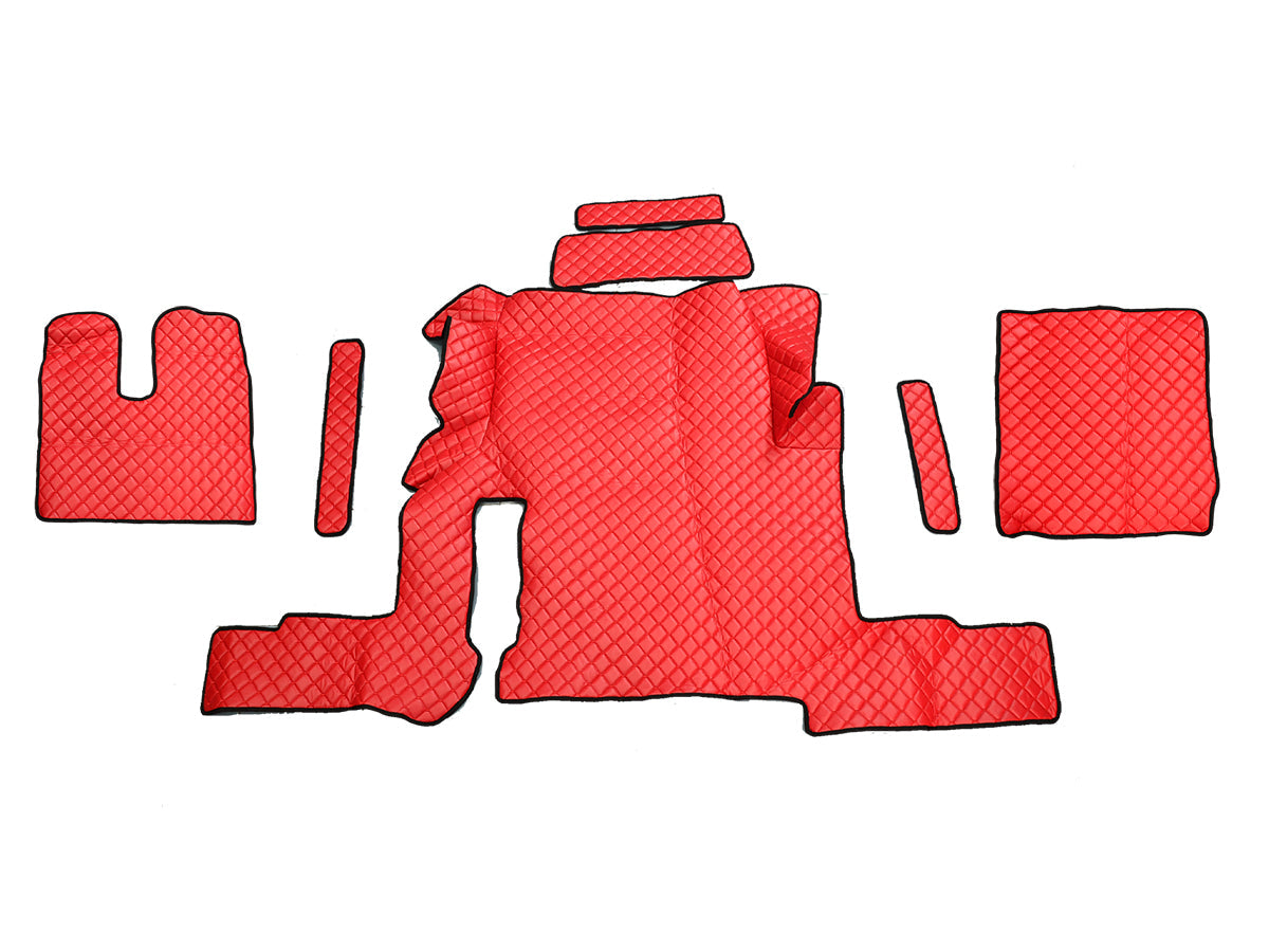 Tapis de sol en cuir – adaptés pour MAN TGX boîte automatique tiroir simple 2018+, rouge