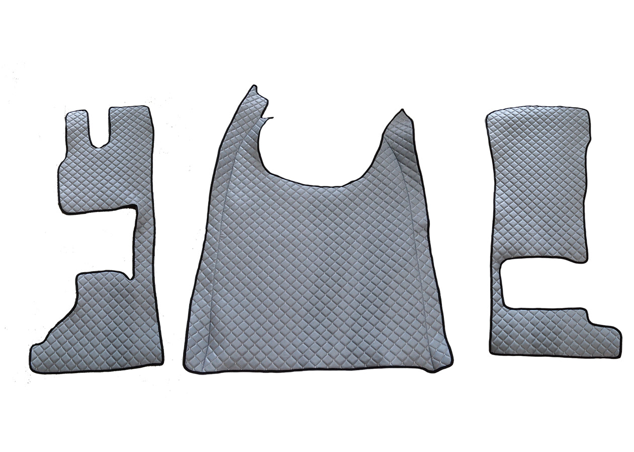 Tapis de sol en cuir synthétique (éco-cuir) gris clair – adaptés pour DAF XG (à partir de 10.2021), siège passager rabattable