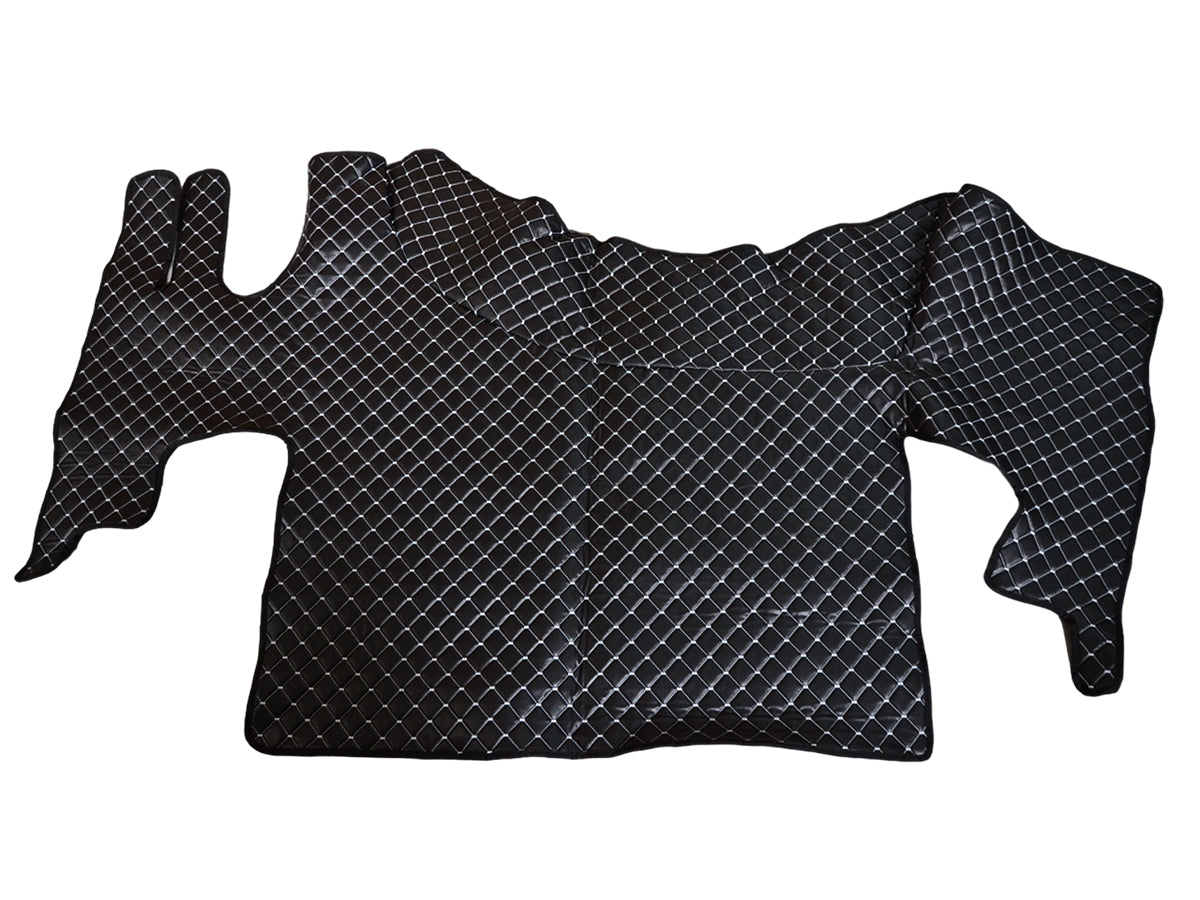 Jeu de tapis de sol en cuir noir avec surpiqûres blanches adapté pour Renault Gama T