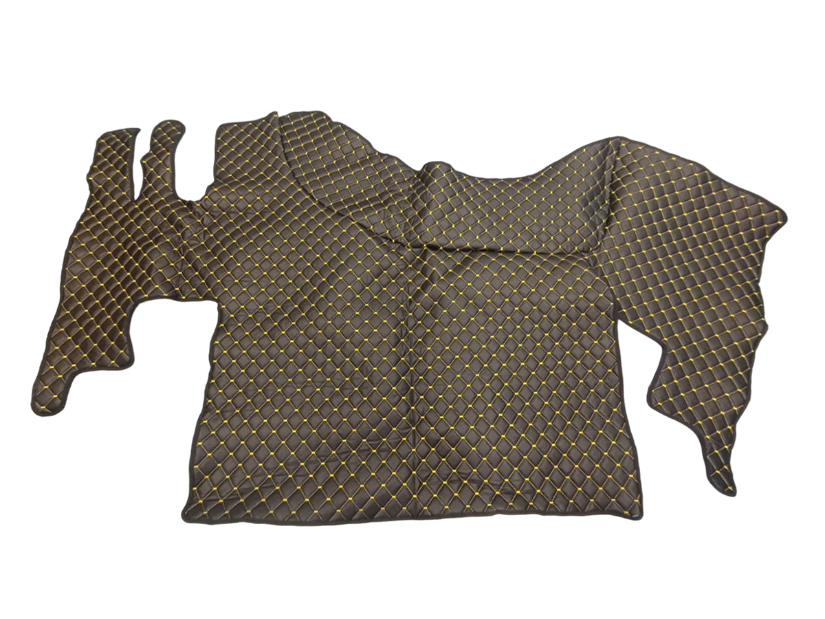 Σετ δερμάτινων πατακιών δαπέδου – κατάλληλο για Renault Gama T (Planche), μαύρο με κίτρινες ραφές