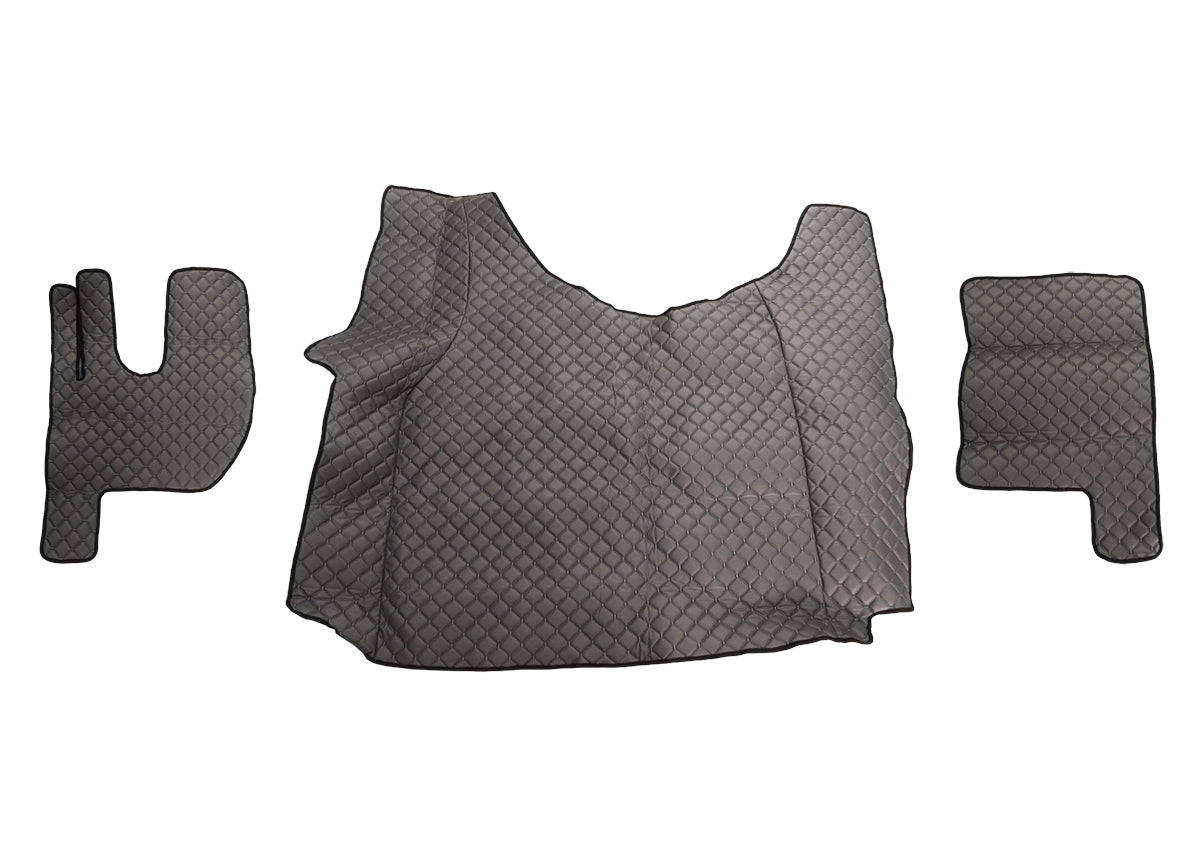 Tapis de sol en cuir synthétique (éco-cuir) gris foncé – adapté pour tunnel Renault Gama T