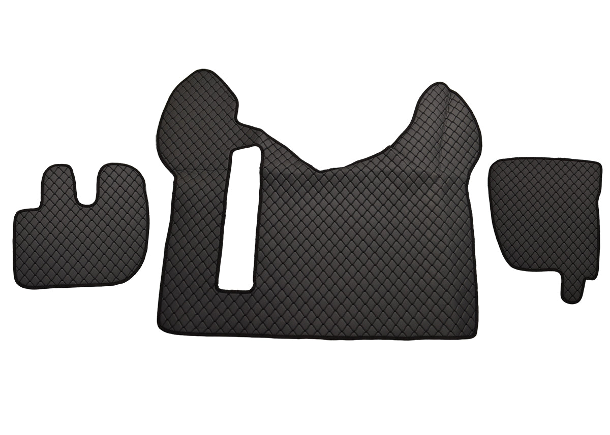 Eco Leather Floor Mat – Black, Grey Stitching, suitable for Renault Premium