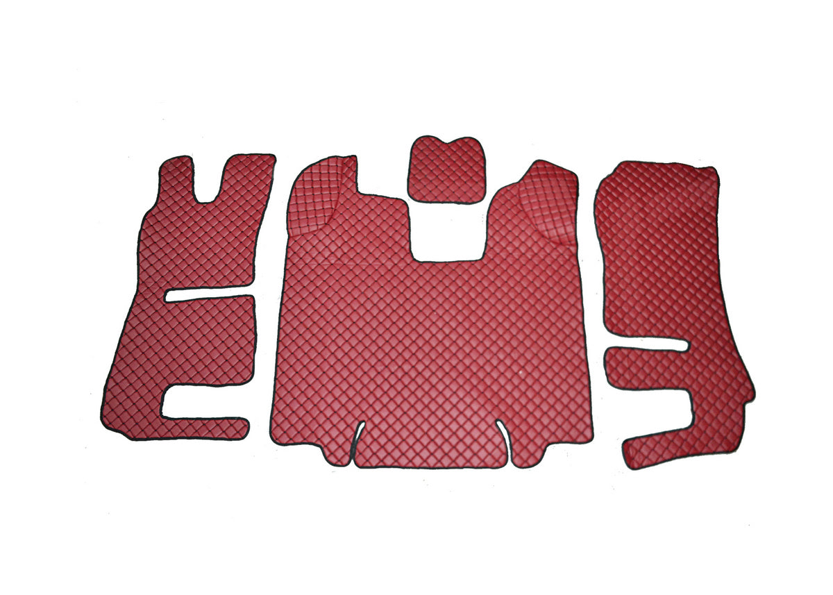Tapis de sol bordeaux en cuir synthétique (éco-cuir) – adaptés pour Scania R 2013–2016, position basse