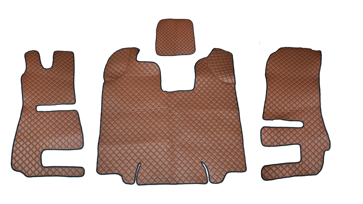 Καφέ πατάκια δαπέδου από τεχνητό δέρμα (eco leather) – κατάλληλο για Scania R, 2013–2016