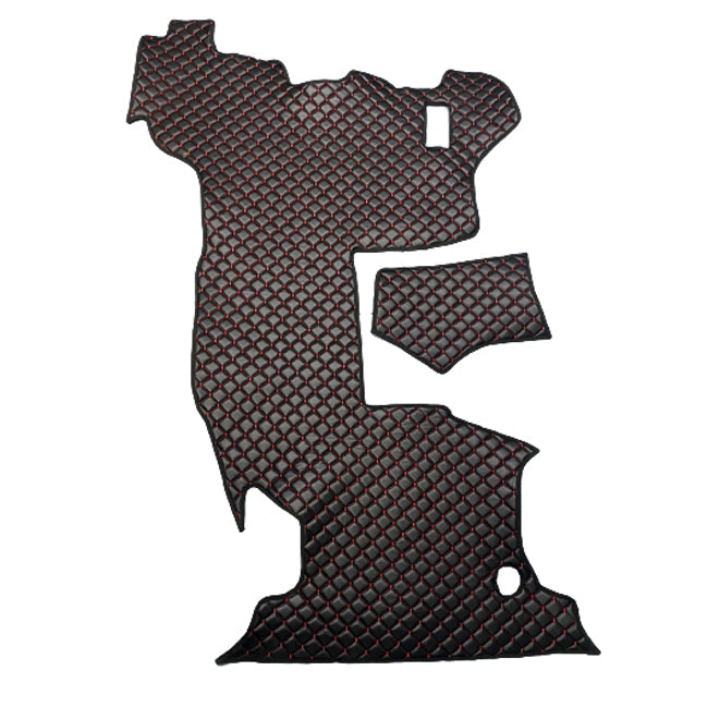 Tapis de sol en cuir noir – adapté pour Caterpillar 432F Backhoe Loader 2020, surpiqûres rouges, boîte automatique