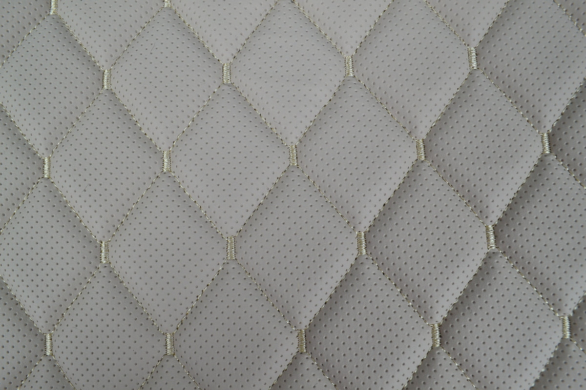 Jeu de tapis de sol beige en cuir synthétique (éco-cuir) – 8 pièces, double surpiqûre noire, adapté pour Renault Gama T Tunnel, plancher, portes et tableau de bord