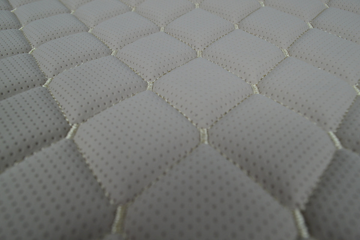 Jeu de tapis de sol beige en cuir synthétique (éco-cuir) – 8 pièces, double surpiqûre noire, adapté pour Renault Gama T Tunnel, plancher, portes et tableau de bord