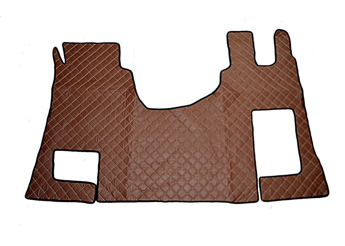 Tapis de sol en cuir synthétique (éco-cuir) marron – adapté pour Mercedes Actros MP4, conduite à droite, antidérapants