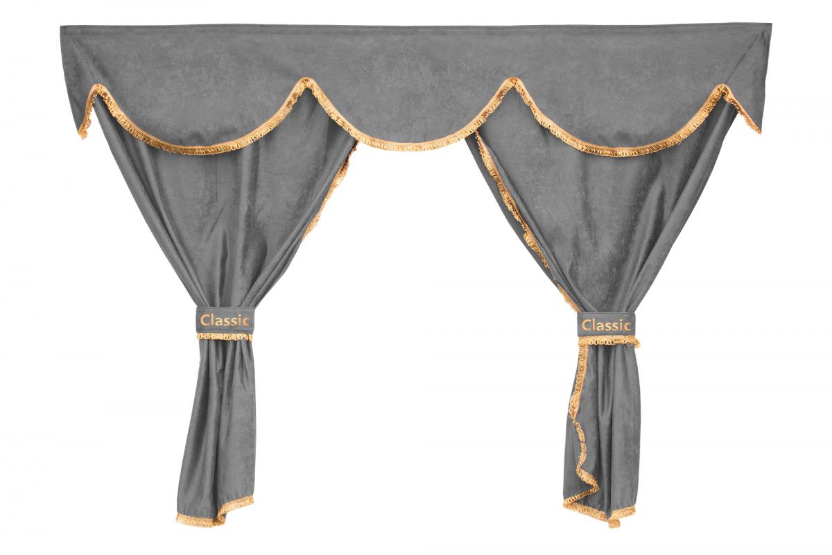 Jeu de rideaux cabine Classic 3-en-1 – adapté pour Mercedes Actros MP4 Big Space Cab 2011–2019, gris