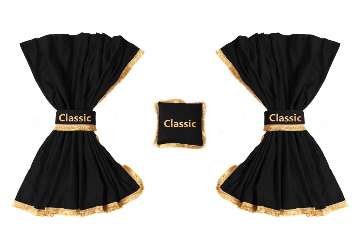 Black Universal Front Windshield Curtains, 2.4 x 1.2 m, Set of 2