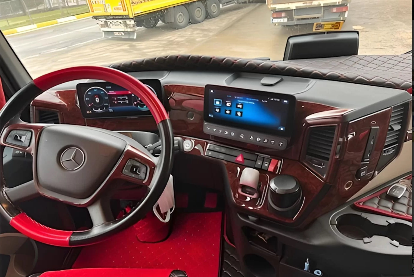 Силиконов махагонов комплект стикери за арматурно табло – подходящ за Mercedes Actros MP5 2021+, 32 части