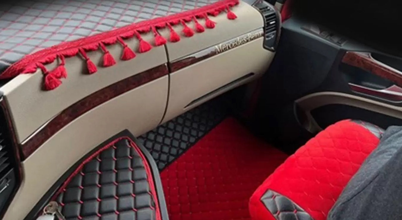 Силиконов махагонов комплект стикери за арматурно табло – подходящ за Mercedes Actros MP5 2021+, 32 части