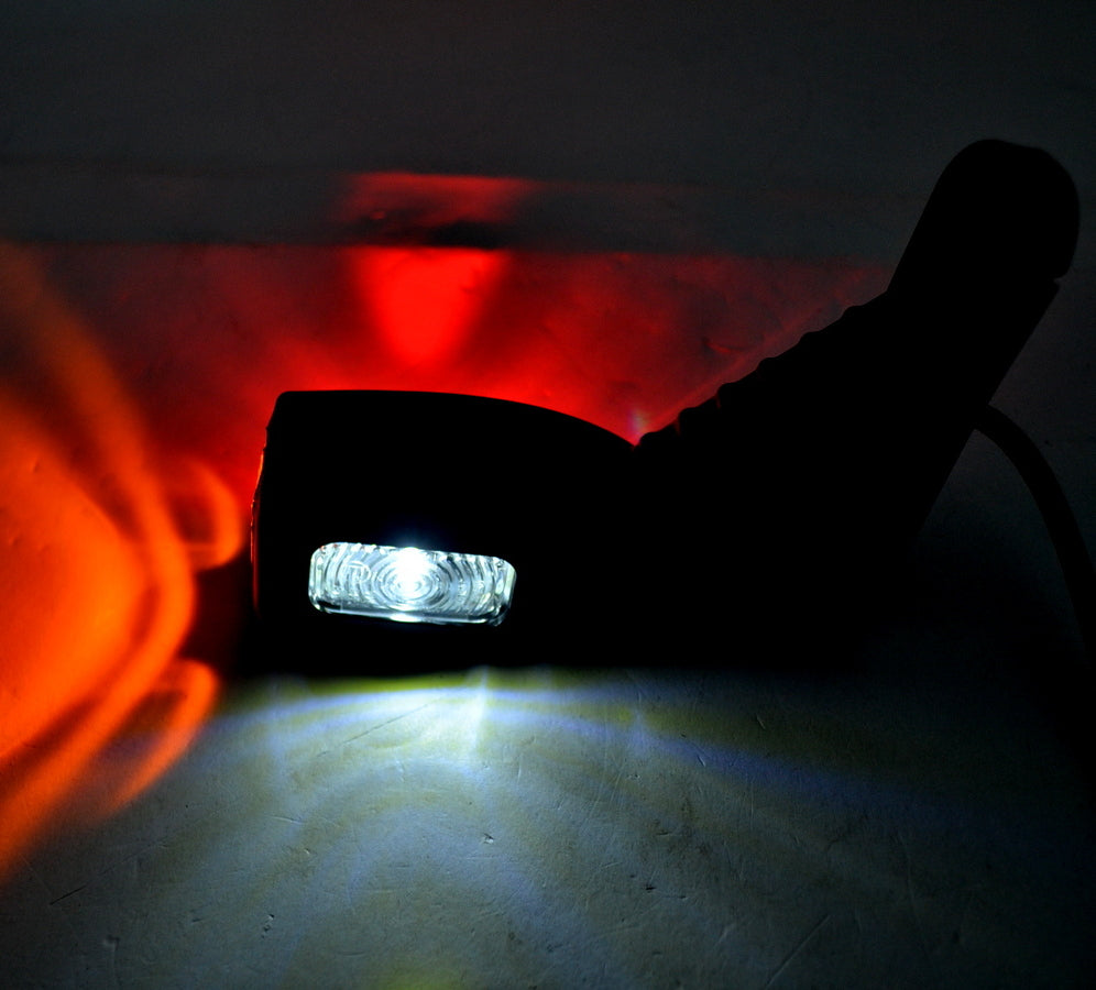 Short Angled LED Marker Light, Left Side, Yellow/White/Red, 12/24V