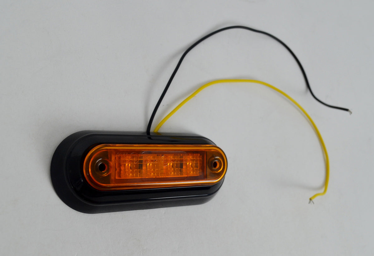 LED габаритен светлинен индикатор за страничен монтаж, жълт, 12/24 V, с държач и възможност за вграждане