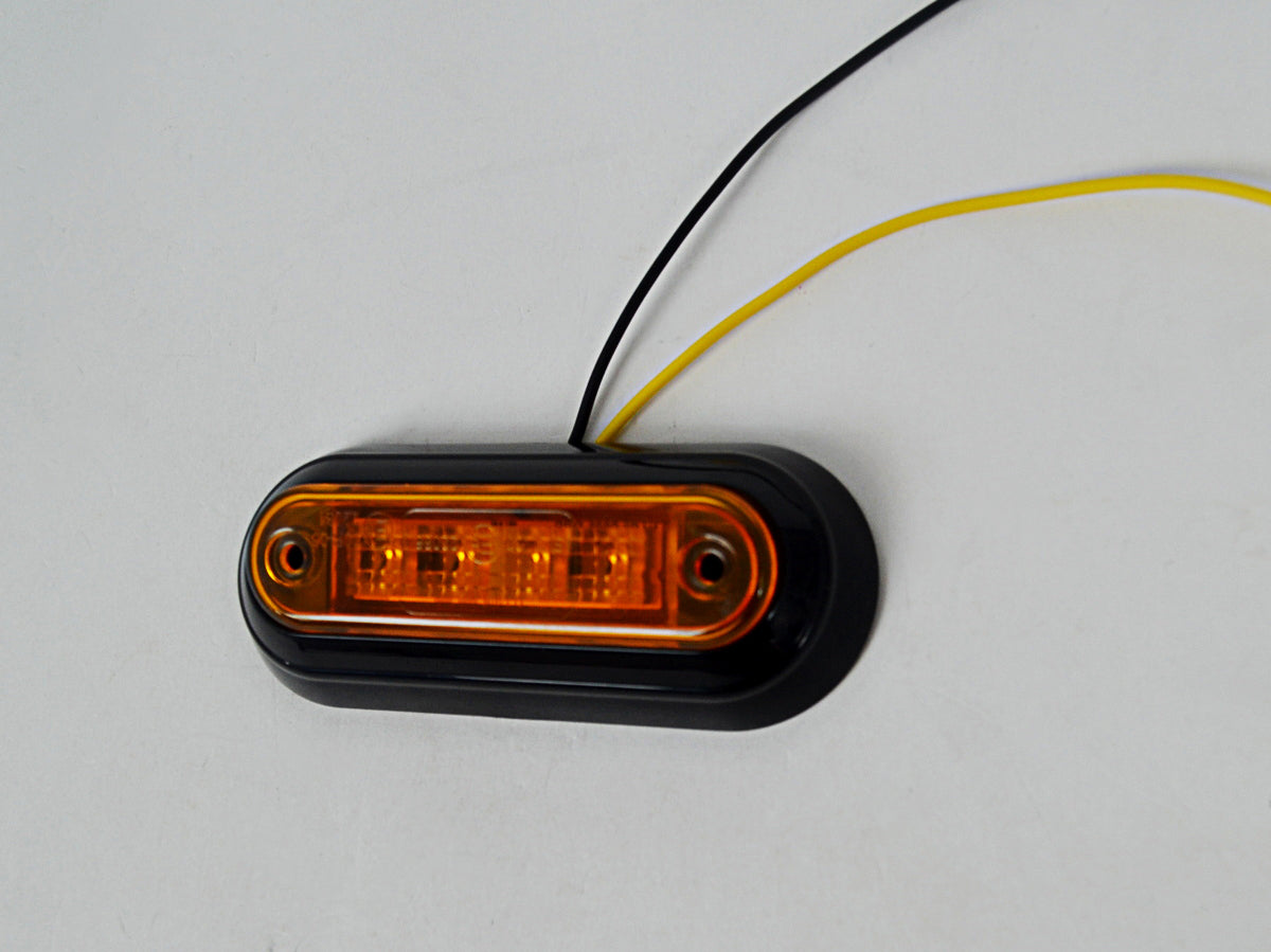 LED габаритен светлинен индикатор за страничен монтаж, жълт, 12/24 V, с държач и възможност за вграждане