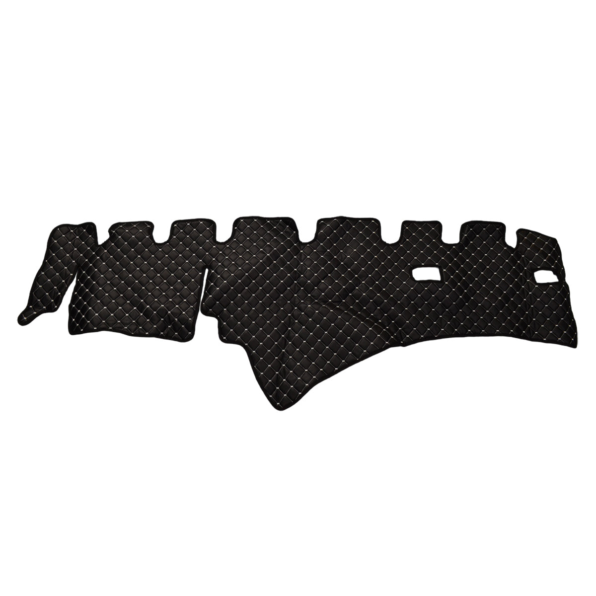 Tapis de tableau de bord – Volant à droite, cuir synthétique (éco-cuir) noir avec surpiqûres blanches, adapté pour Scania R 2009–2016