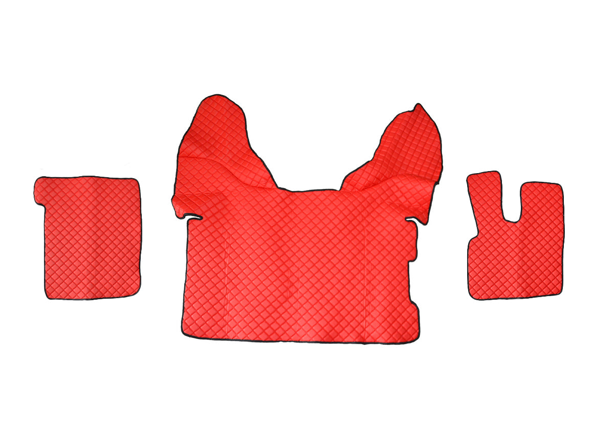 Tapis de sol rouge en cuir synthétique (éco-cuir) – adapté pour DAF 106, conduite à droite, 2015+