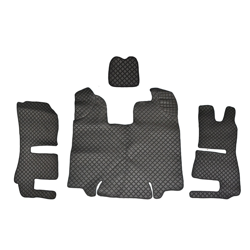 Tapis de sol en cuir synthétique (éco-cuir) noir – adapté pour Scania R, conduite à droite, double sièges à air, 2013–2016