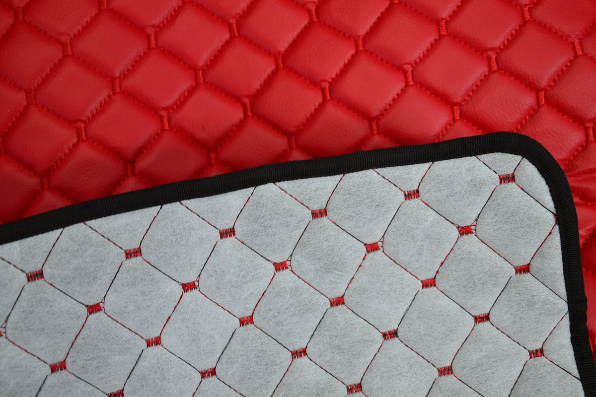 Tapis de sol rouge en cuir synthétique (éco-cuir) – adapté pour DAF 105 boîte manuelle, 2009+