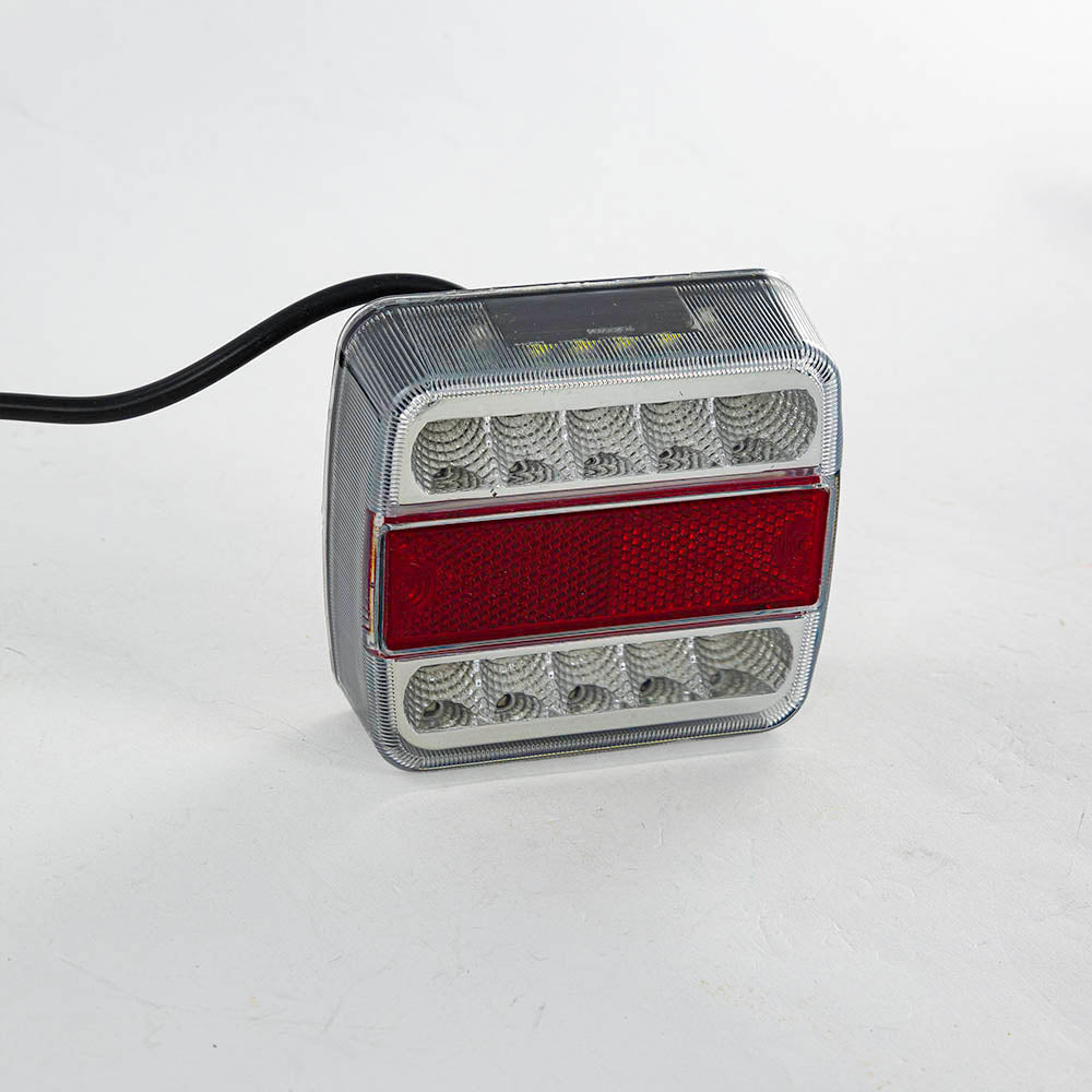 Компактен LED стоп светлинен блок, червен/бял, 12/24V, 105×98×35 mm, мултифункционална задна лампа