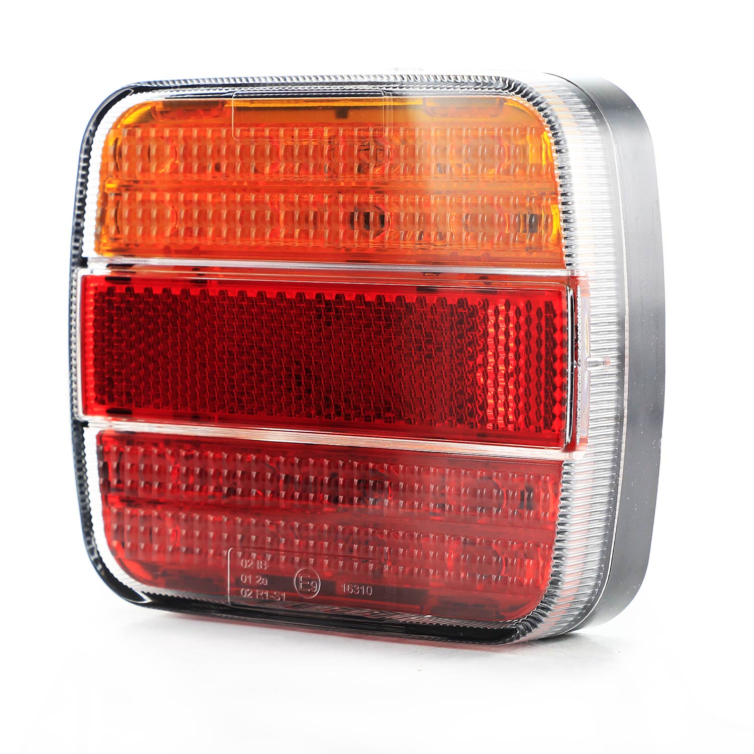 LED-Heckkombinationsleuchte, Rot/Gelb, 12–24 V, 105×98×35 mm