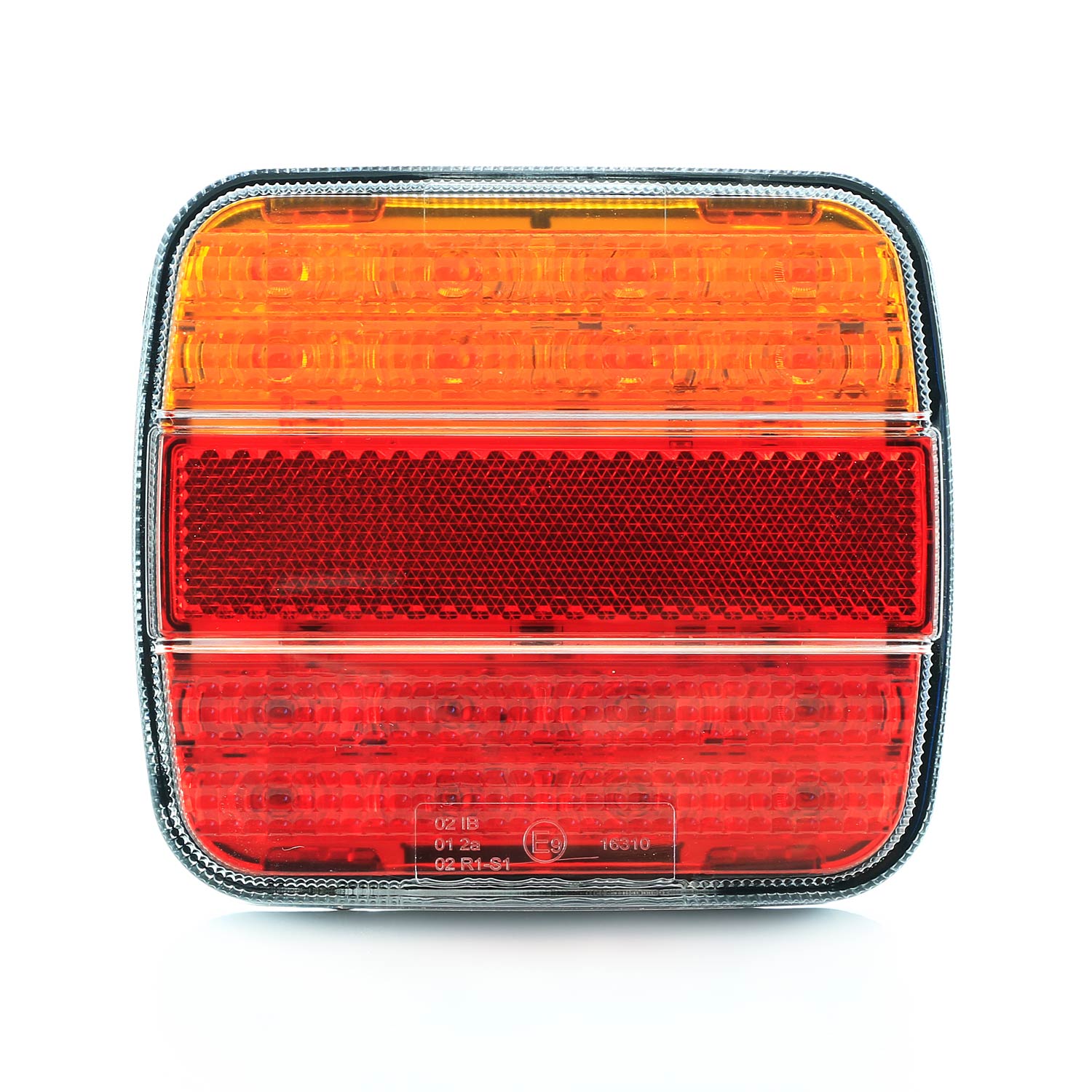 LED-Heckkombinationsleuchte, Rot/Gelb, 12–24 V, 105×98×35 mm