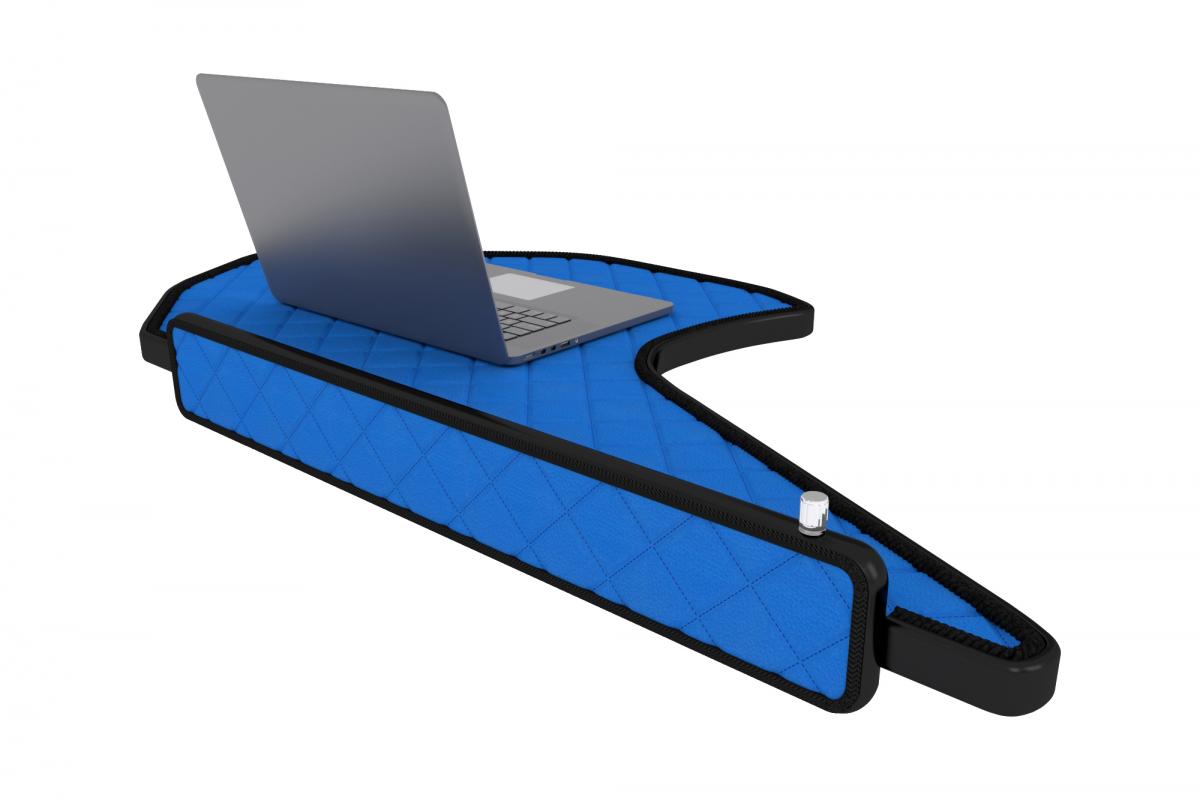 Table centrale pour camion avec LED – adapté pour DAF XG, XG+ et XF NG (à partir de 10.2021), moquette bleue, série Elegance