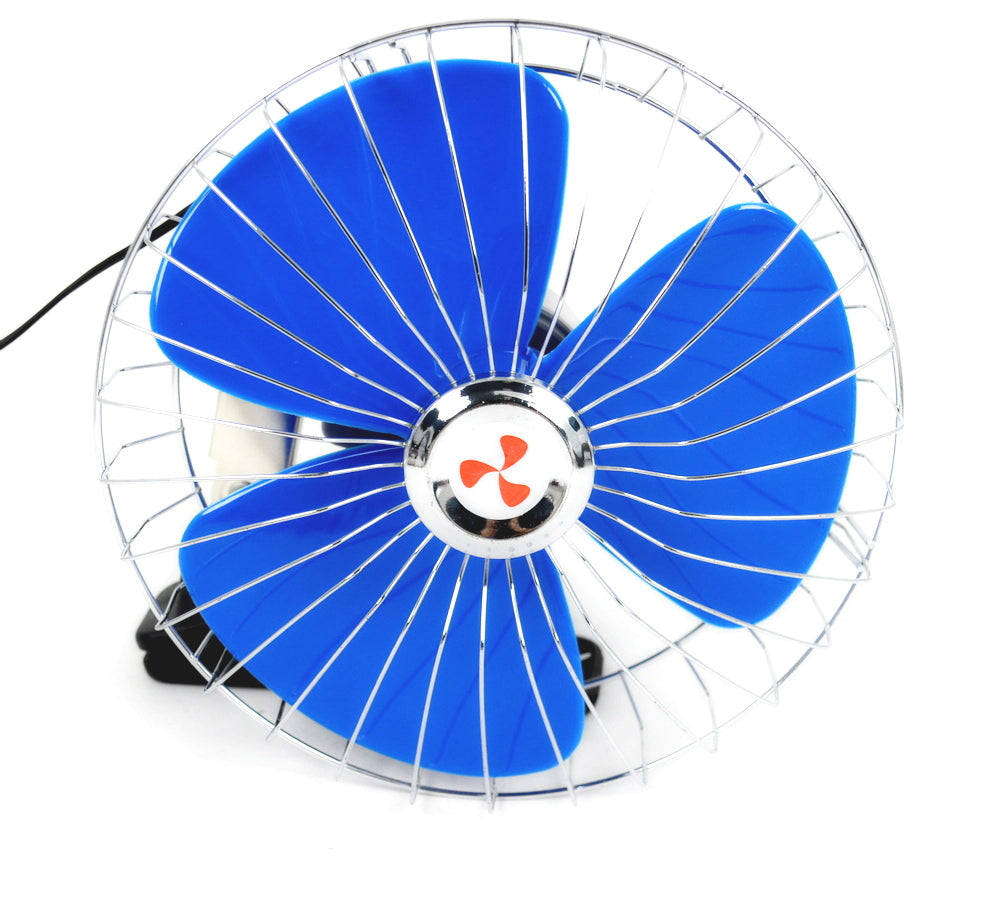 12V Car Fan – 8 Inch Blue Clip-Mount Vehicle Fan