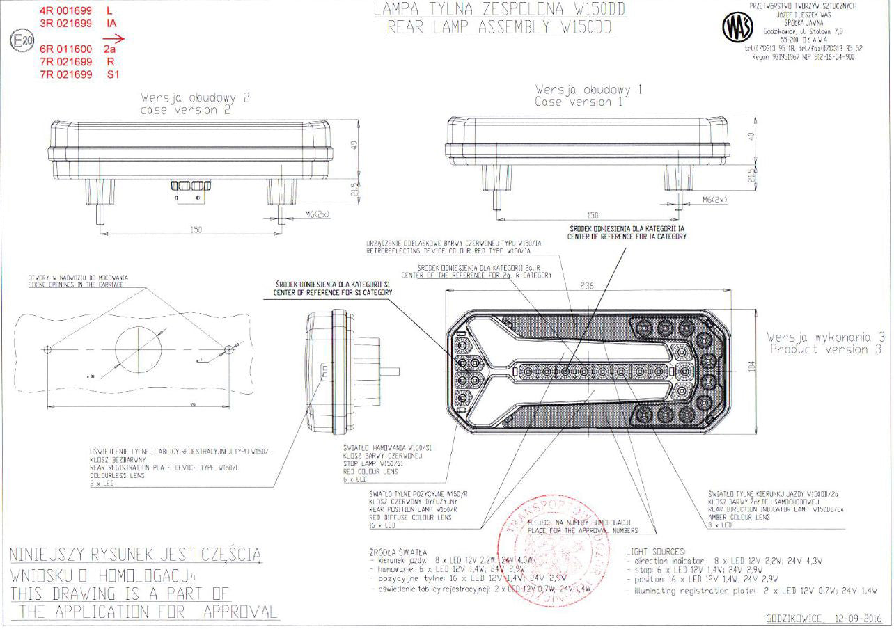 Hinteres LED-Neon-Rücklicht, 4-fach-Funktion mit dynamischem Blinker, 12/24 V, E-geprüft