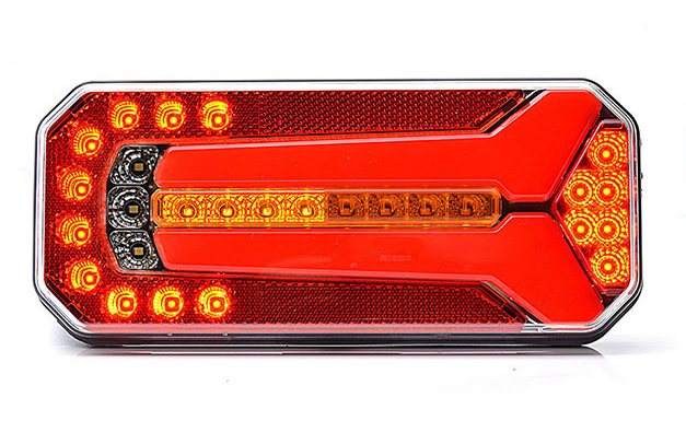 Feu arrière à LED type néon, stop et position, 12/24 V, 240×140×100 mm, 5 fonctions