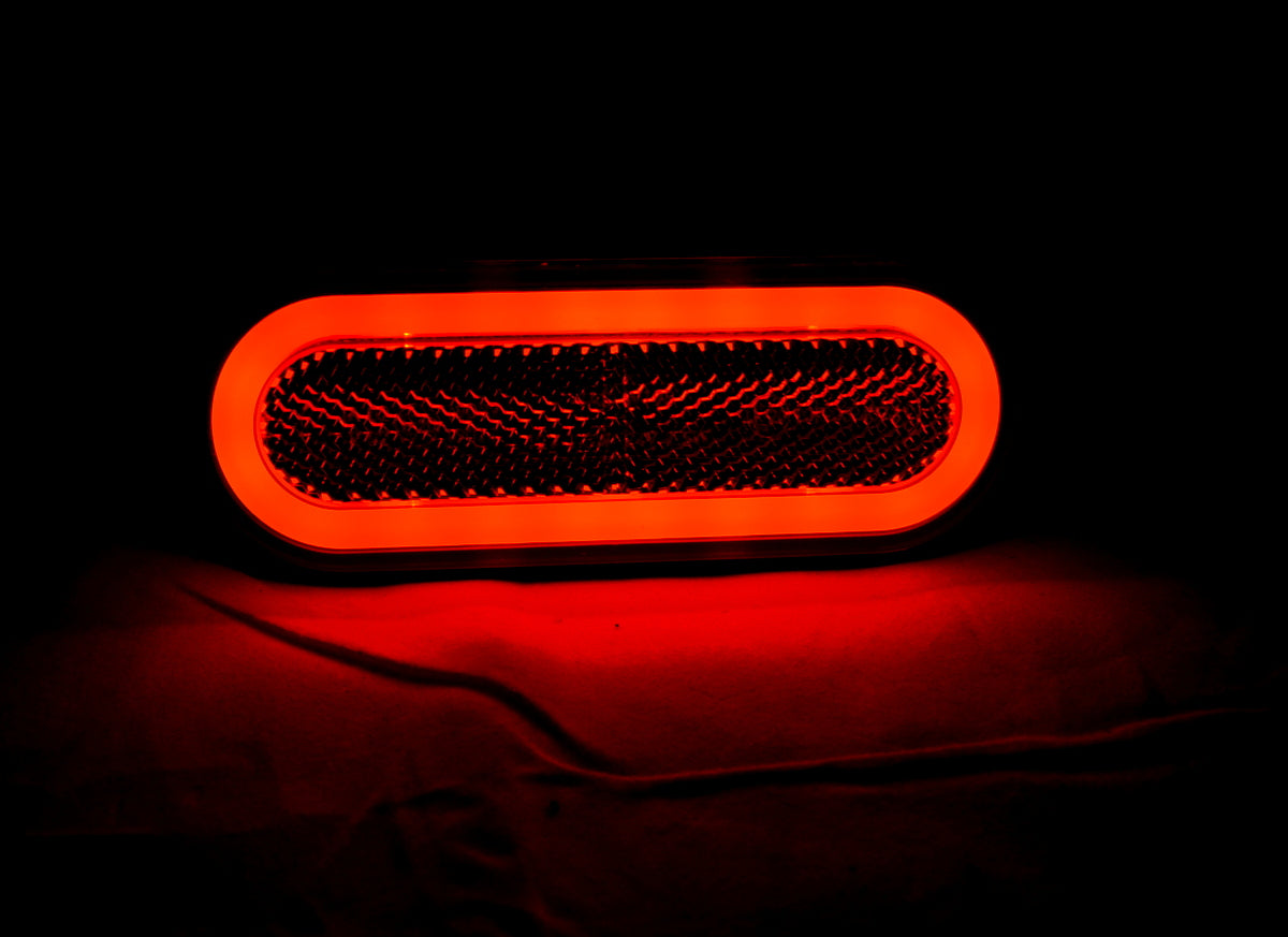 Feu de position latéral LED néon ADR ovale, cabochon rouge, 20 diodes LED, double tension 12/24 V