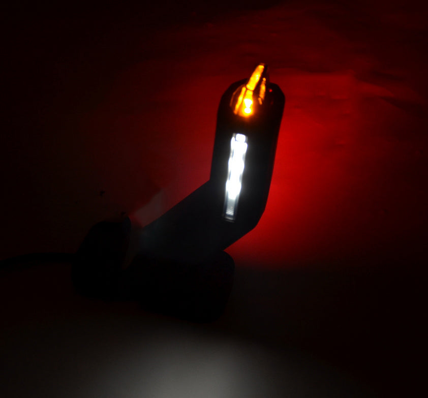 Троен LED габарит, десен „horn“ тип, червен/бял/жълт, 12/24V