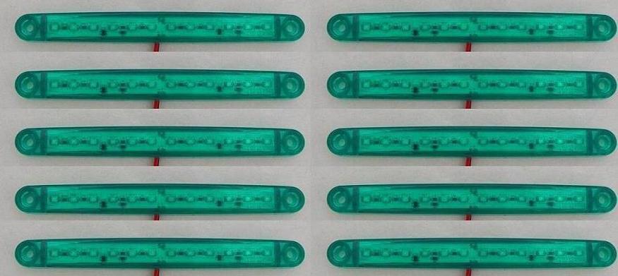 Зелена LED габаритна светлина, 12 LED, 24V, 170 x 20 x 10 mm, 160 mm разстояние между болтовете