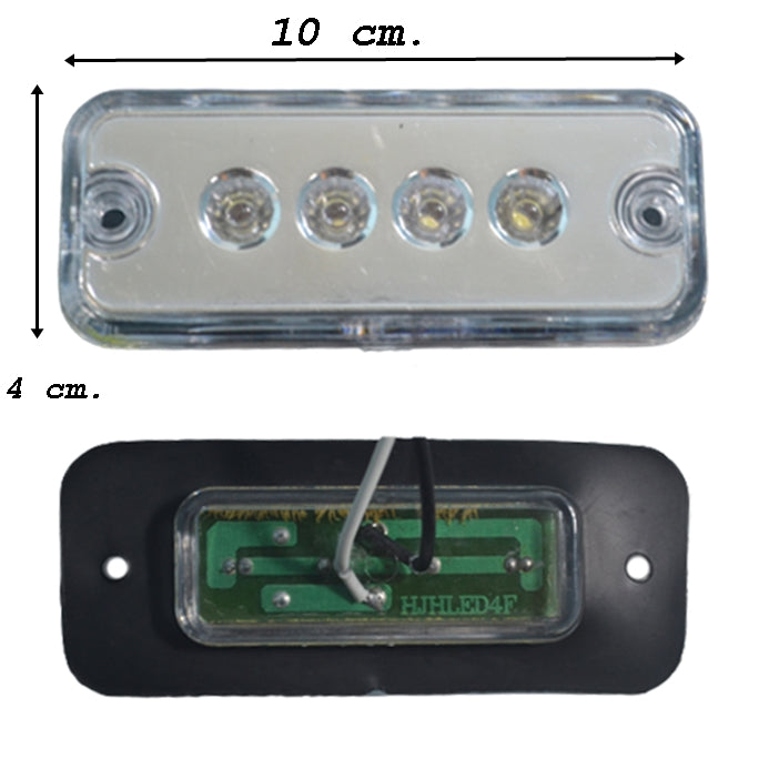 White LED Clearance Light, 4 LEDs, 24 V, 10 × 4 × 2.5 cm, 8 cm Bolt Spacing