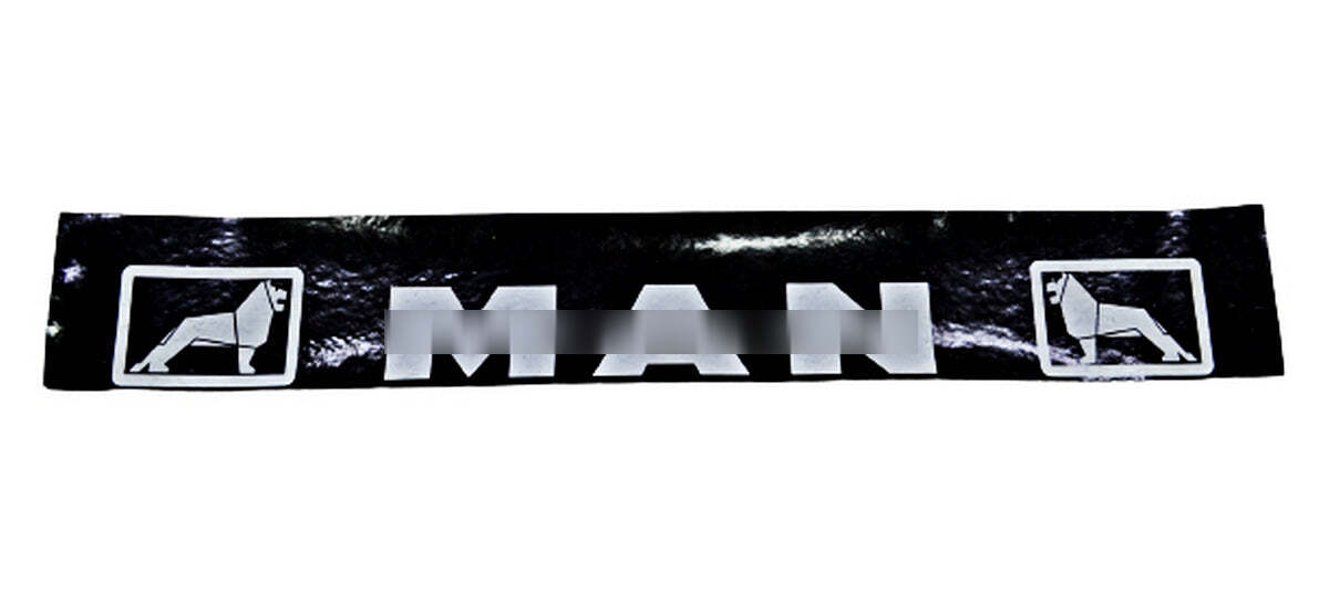 Bavette longue pour remorque – 35 x 240 cm, base noire avec logo MAN blanc