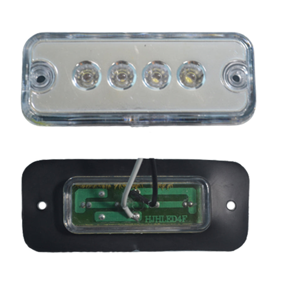 White LED Clearance Light, 4 LEDs, 24 V, 10 × 4 × 2.5 cm, 8 cm Bolt Spacing