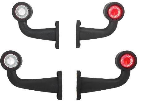 Feu de position droit long incurvé à LED, rouge/blanc, 12/24 V