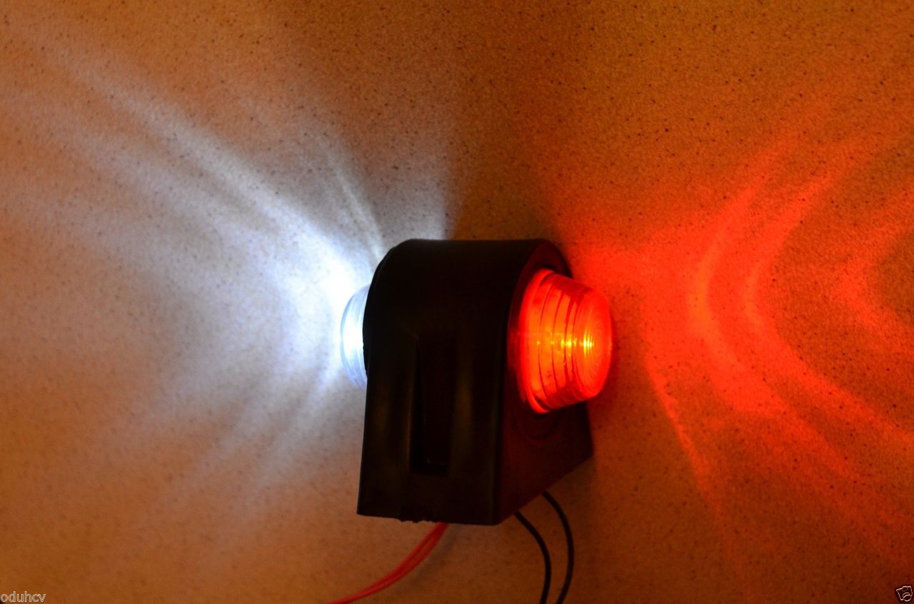 Малък LED габаритен фар – червен/бял, 24 V индикаторна лампа