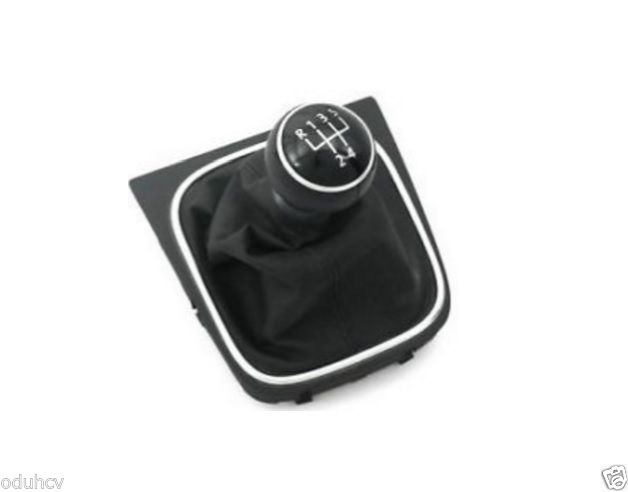 Pommeau de levier de vitesses 5 rapports avec soufflet et embase, noir, adapté pour VW Golf 5