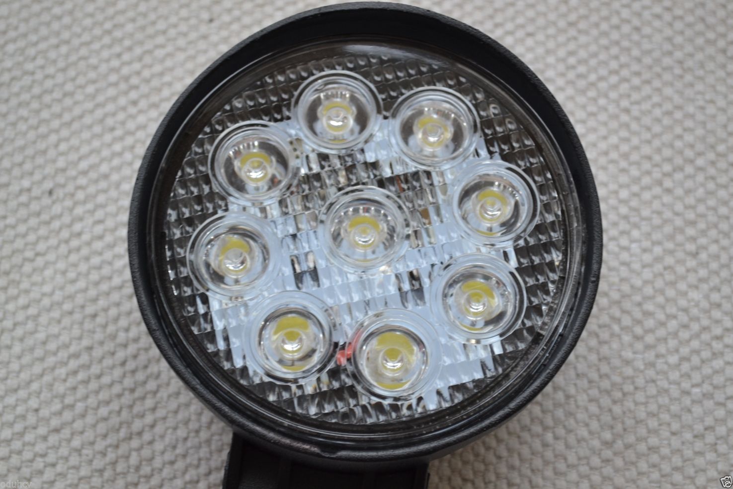 Projecteur de travail LED rond plat, 27 W, 9 diodes, boîtier en aluminium, fixation inférieure