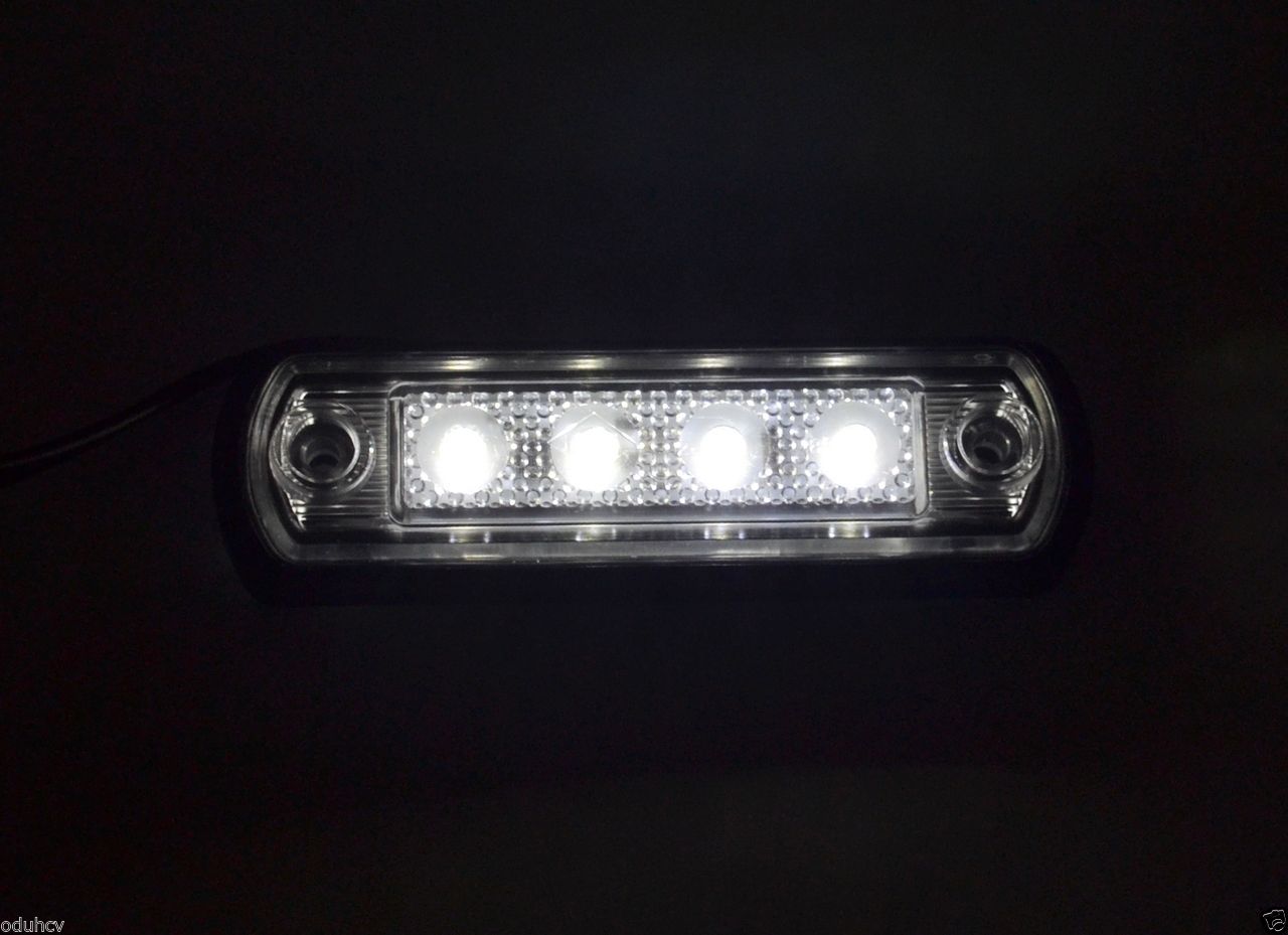 Feu de gabarit LED pour arceau de sécurité, lentille blanche, 12/24 V