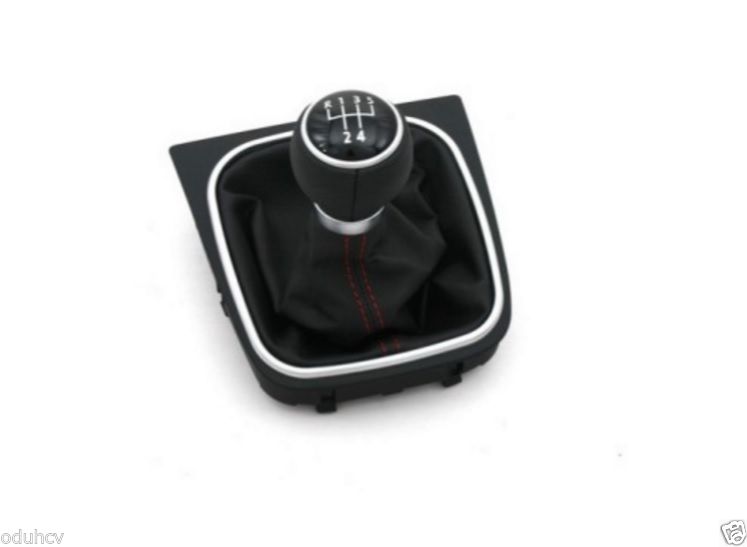 Pommeau de levier de vitesses 5 rapports avec soufflet et embase, noir, adapté pour VW Golf 5