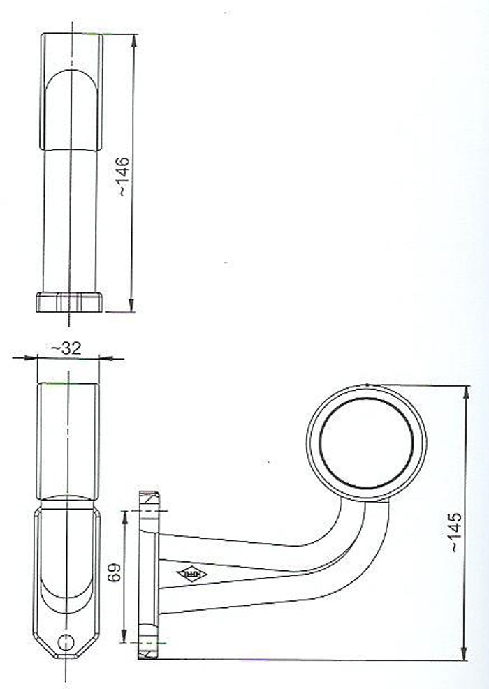Feu de position LED courbé, côté gauche, lumière blanche/rouge, 12/24 V