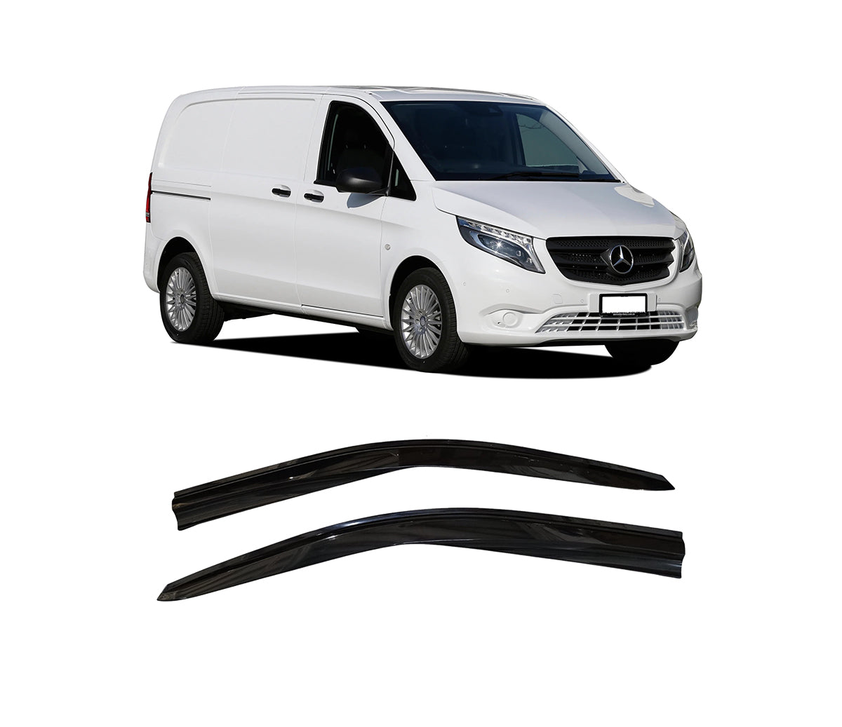 Jeu de déflecteurs de vent – adapté pour Mercedes Vito / Viano 2007–2015, noir
